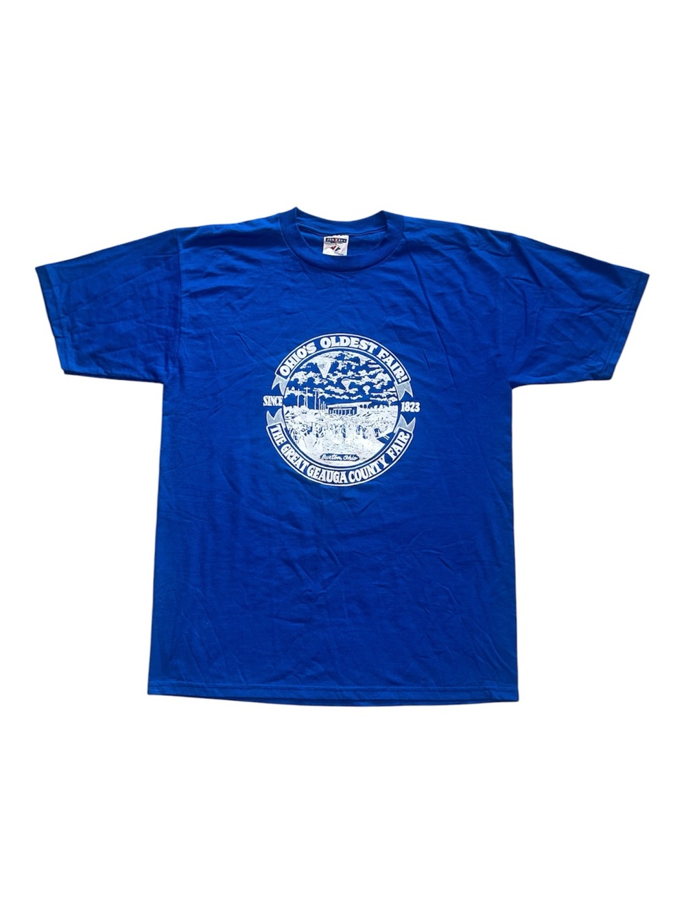 The Great Geauga County Fair Burton OH Blue T-Shirt Short Sleeve Graphic Large